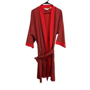 Vintage Mens Store Red Black Striped Kimono Robe With Belt One Size Made In USA